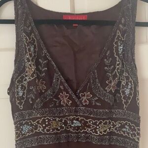 STUNNING BEADED AFTERSHOCK XL DRESS NWOT chiffon beaded few beads missing left